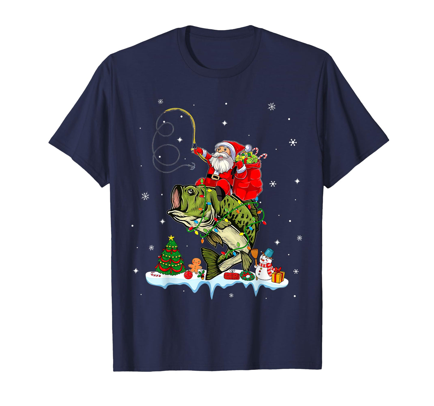 Santa Claus Fishing Christmas Fishing Lover T-Shirt