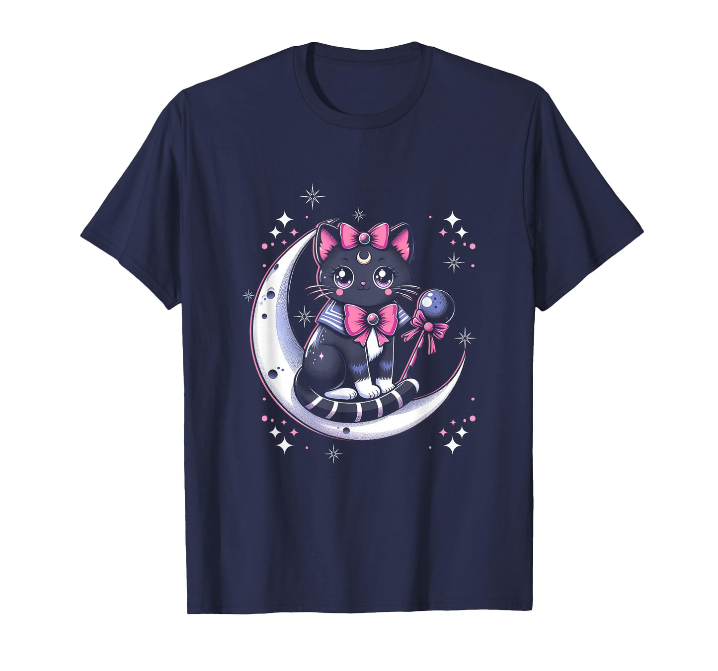 Sailor Meow Cat Sitting On The Moon Space Gothic Halloween T-Shirt