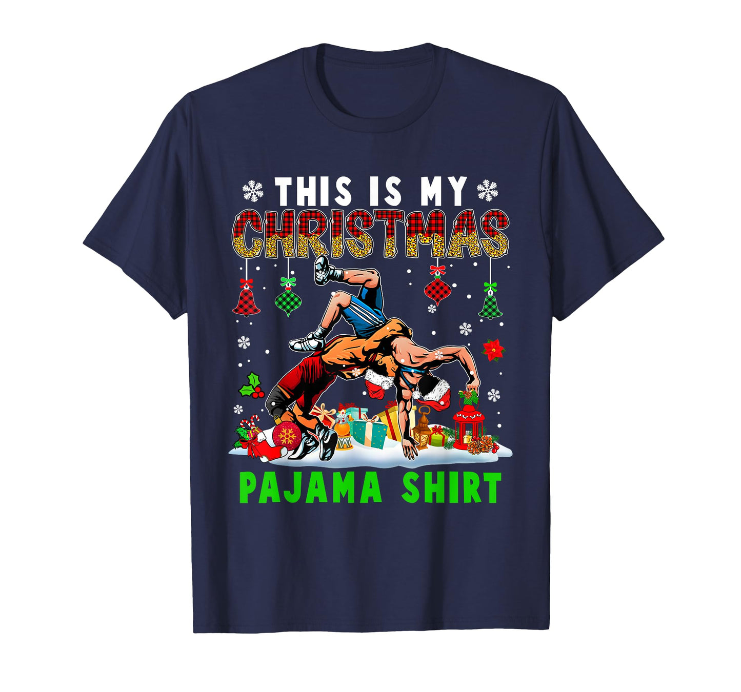This Is My Christmas Pajama Shirt Two Santa Wrestling Lover T-Shirt
