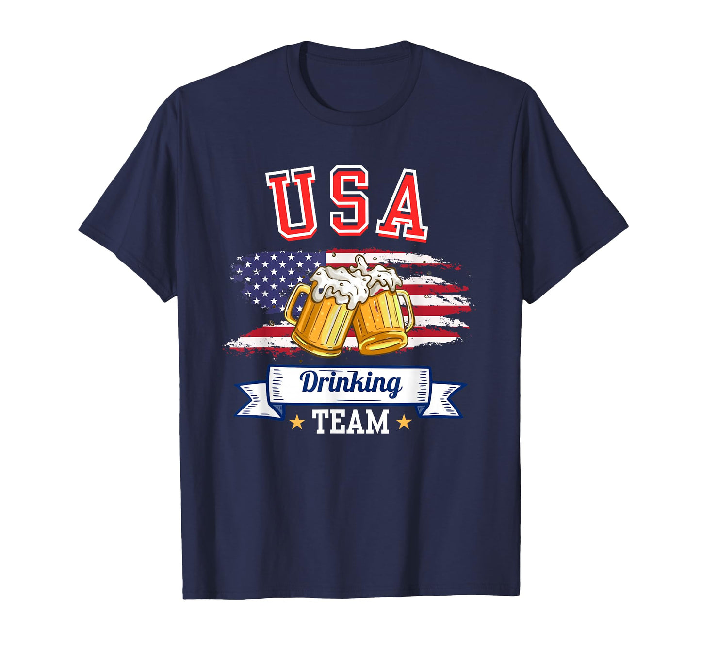 USA Drinking Team Funny Beer American Flag Garage Party T-Shirt