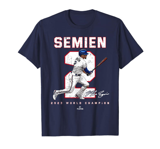 Player Number 2023 World Champion Marcus Semien Texas MLBPA T-Shirt