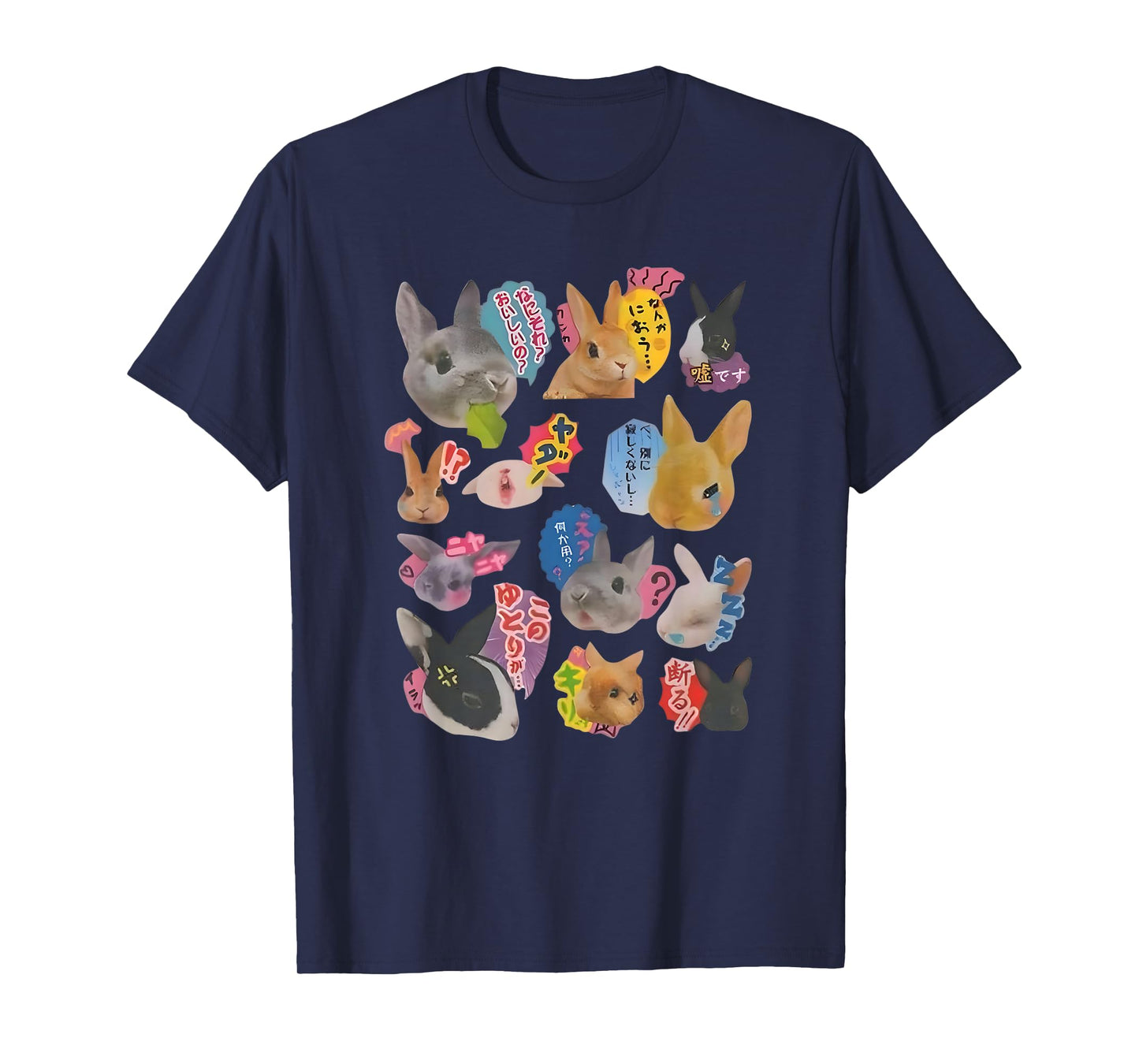 Y2K Bunny 90s Harajuku Japanese Sticker Bunny Meme Design T-Shirt