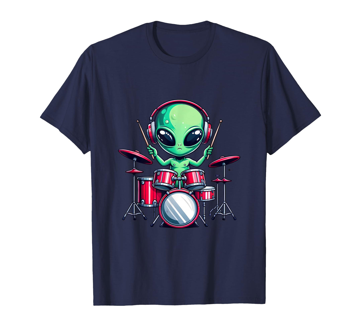 UFO Alien Playing Drum Set Percussionist Drummer Graphic Men T-Shirt