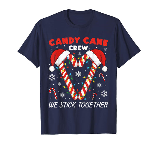 Christmas Candy Canes Heart Crew Holiday Family Matching T-Shirt