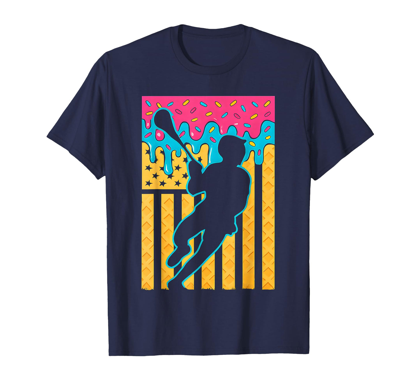 Lacrosse Ice Cream Drip Boys American Flag T-Shirt