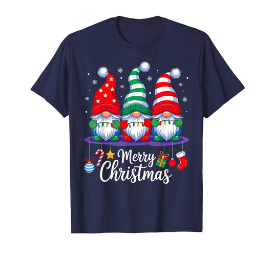 Cute Gnomes Merry Christmas Lights Gnome Xmas Men Women T-Shirt