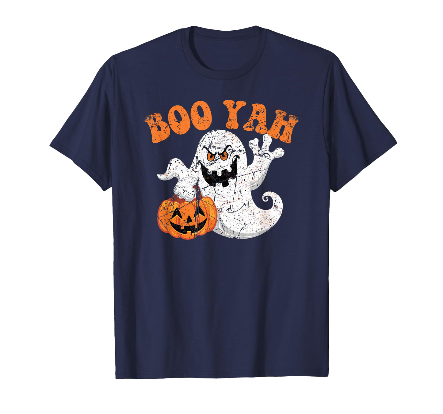 Kids Ghost Boo Yah Men Boys Halloween Booyah Funny Spooky T-Shirt