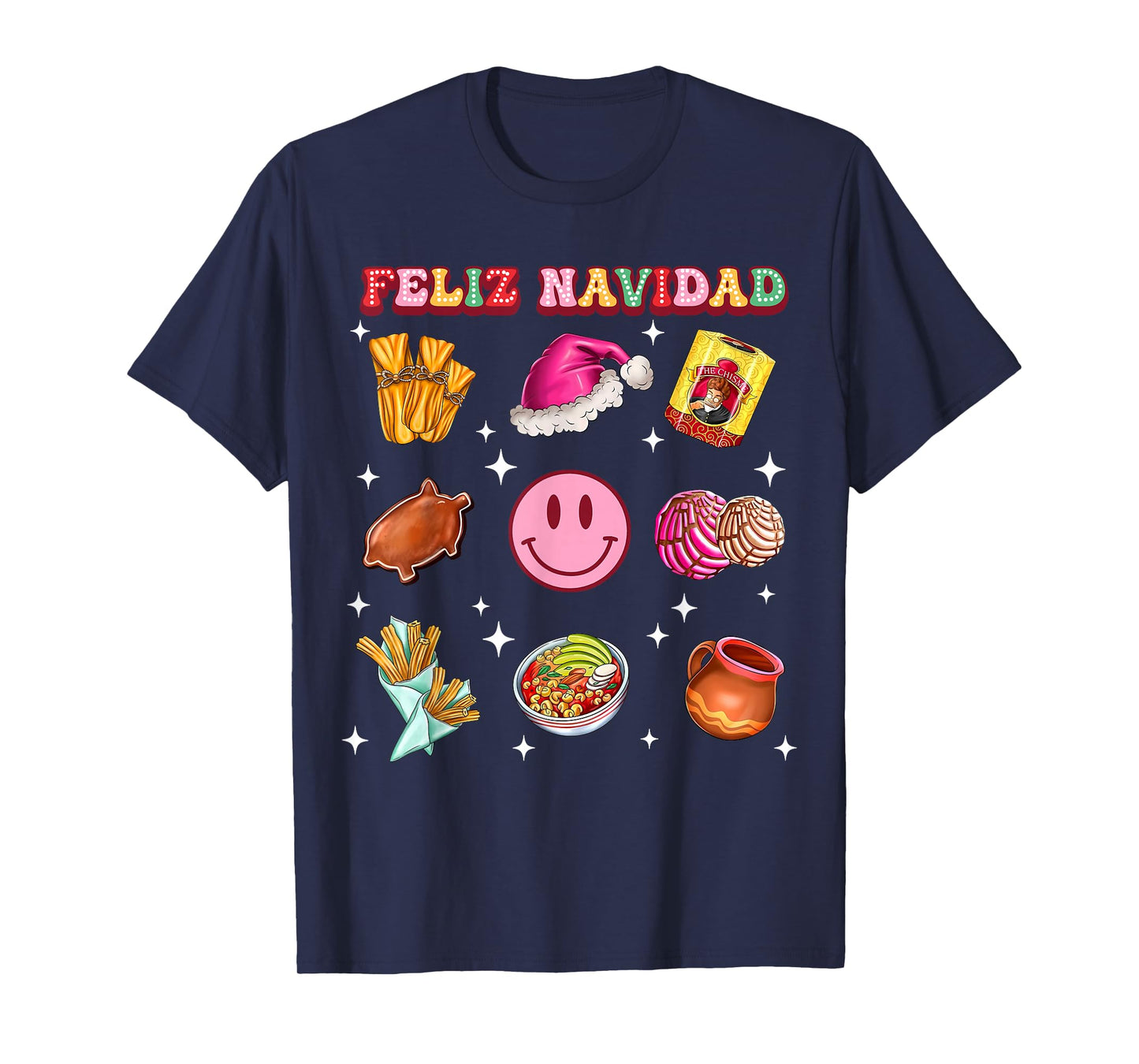 Feliz Navidad Mexican Christmas Mexico Food Men Women Kids T-Shirt