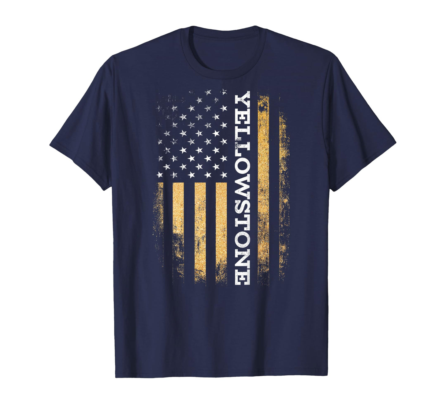 Funny Yellow Stone Flag Yellowstone American Flag (on Back) T-Shirt