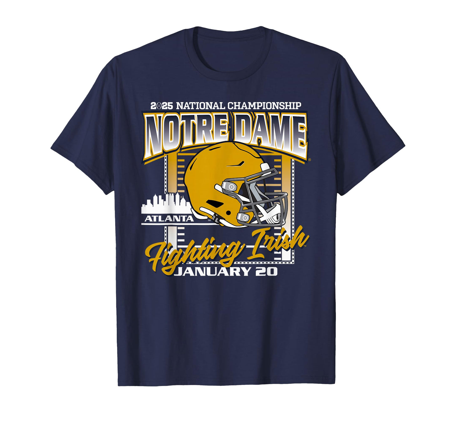 Elite Authentics Notre Dame Fighting Irish CFP National Championship 2025 T-Shirt - Blue, Small