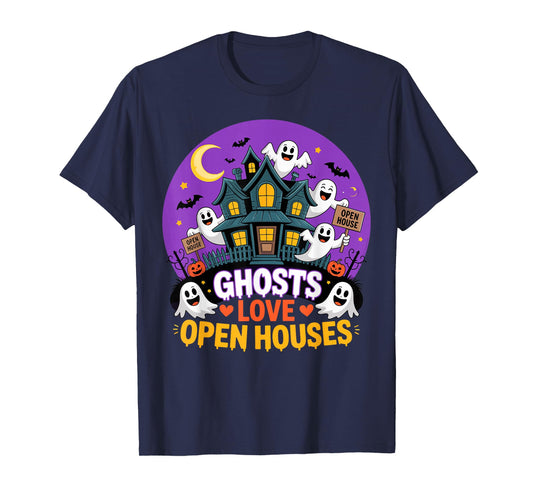 Ghosts Love Open Houses Funny Realtor Halloween T-Shirt