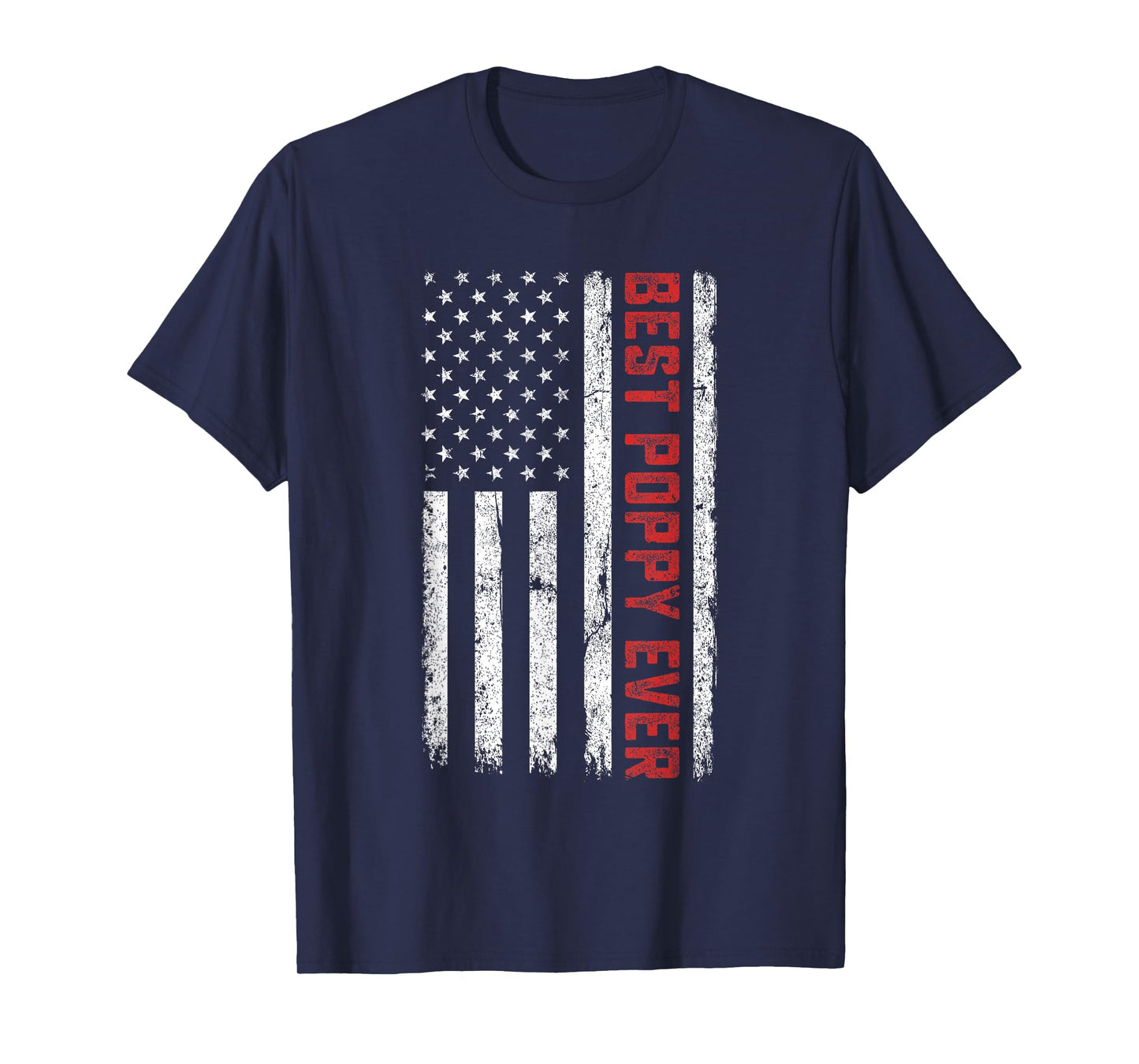 USA American Flag Best Poppy Ever Retro Fathers Day T-Shirt