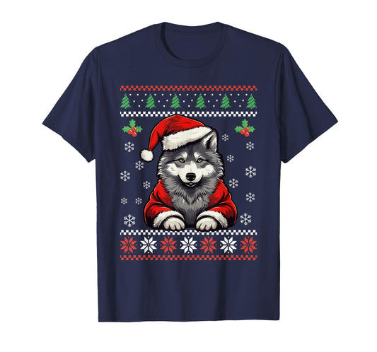Wolf Ugly Christmas Sweater Wolves Xmas Adults Kids T-Shirt
