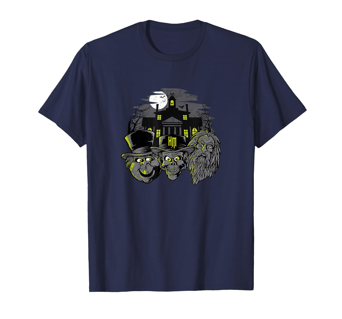 The Haunted Mansion Three Hitchhiking Ghosts Heads Retro T-Shirt