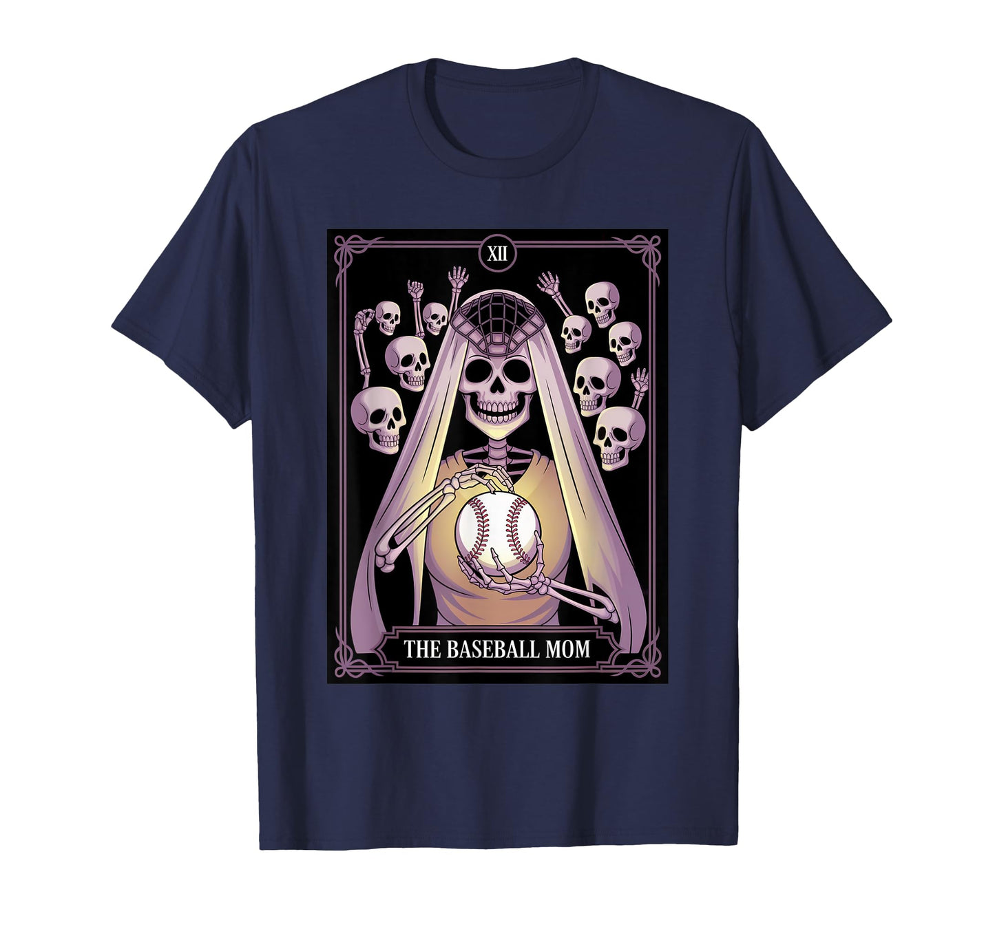 Funny Baseball Halloween Tarot Card Baseball Skeleton Mom T-Shirt