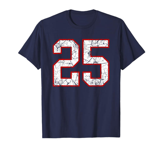 White and Red Sports Number 25 Jersey Uniform Player T-Shirt