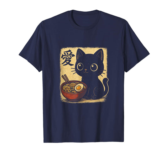Funny Cat Ramen Anime Kawaii Design T-Shirt