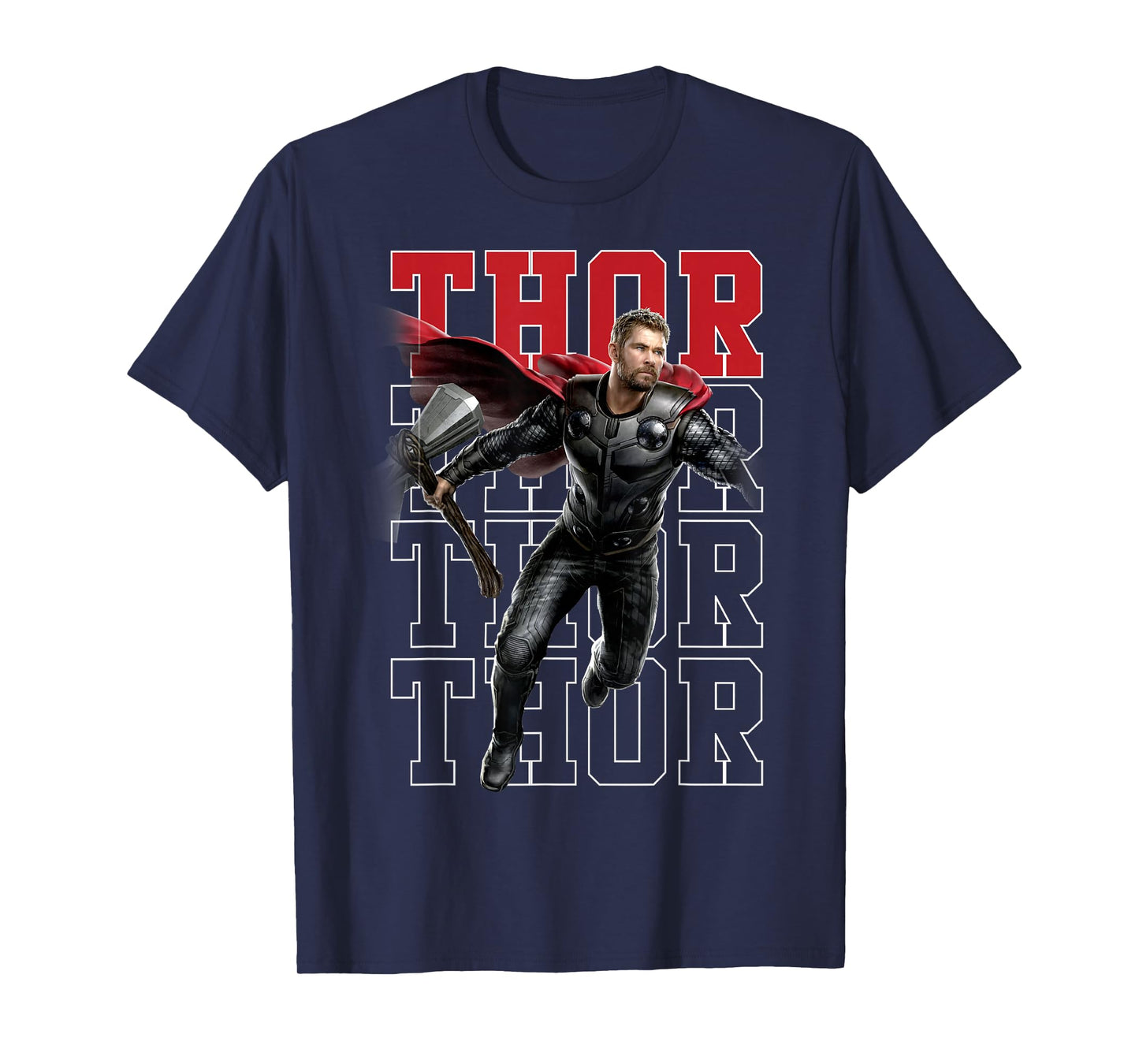 Marvel Avengers Endgame Thor Pose Name Stack Graphic Tee T-Shirt