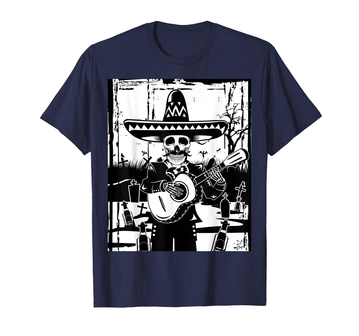 Mariachi Skeleton Dia De Los Muertos Tequila T-Shirt