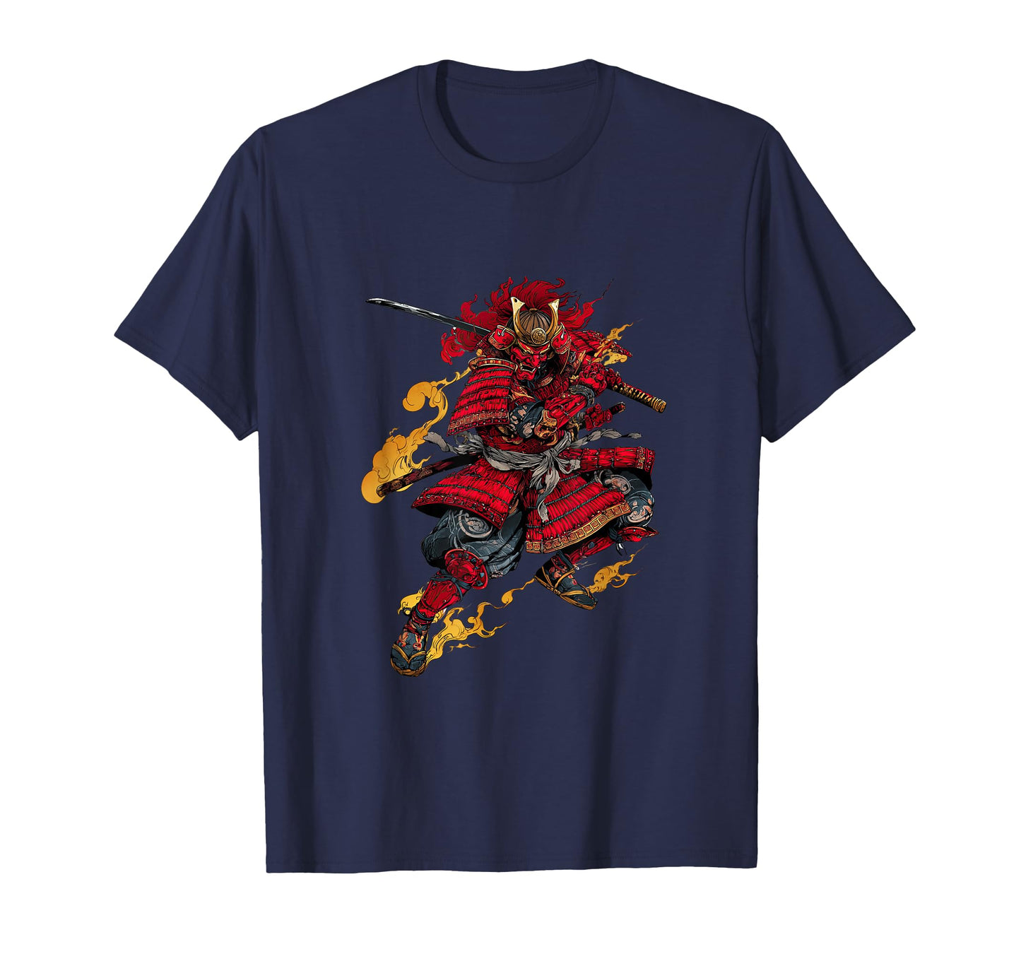 Japanese Samurai in Fiery Strike Pose T-Shirt