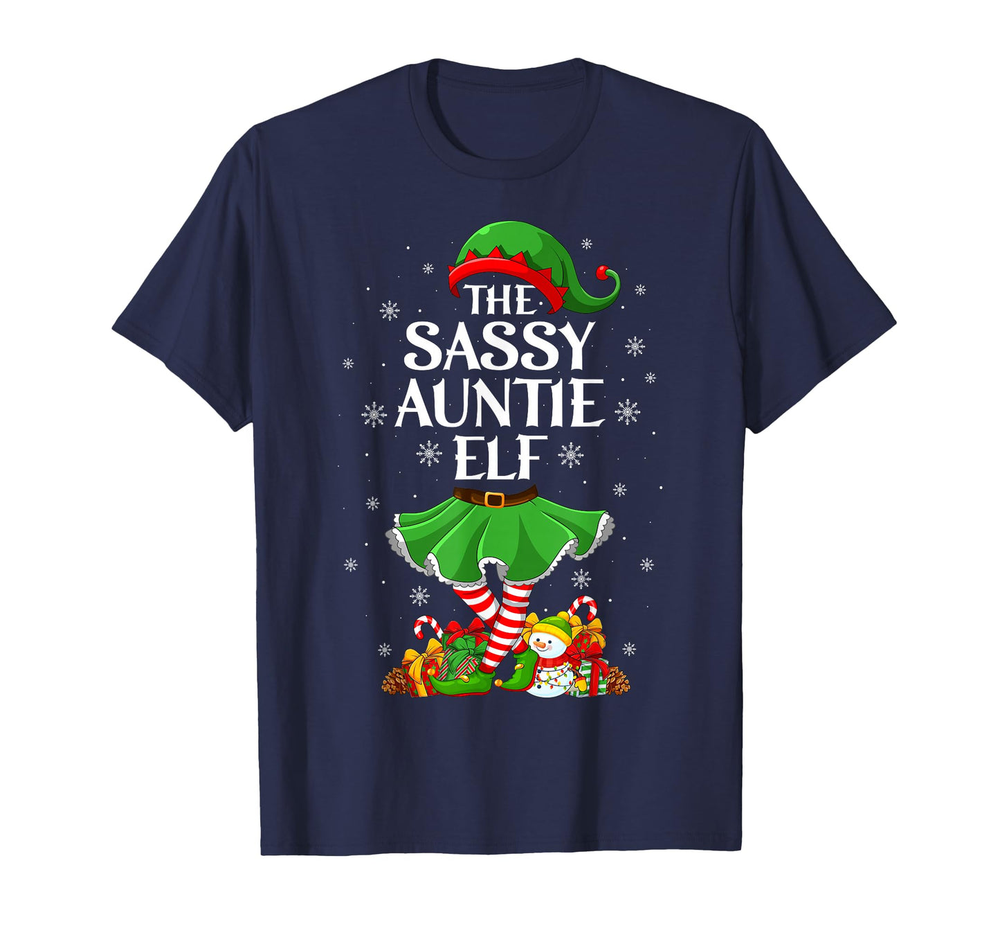 Sassy Auntie Elf Christmas Family Women Girls Elf Squad Xmas T-Shirt