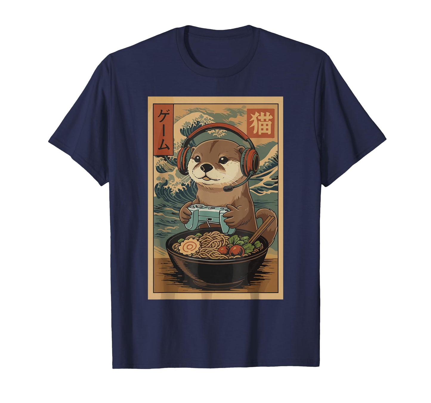 Kawaii Japanese Ramen Otter Retro Gaming Shirts for Men T-Shirt