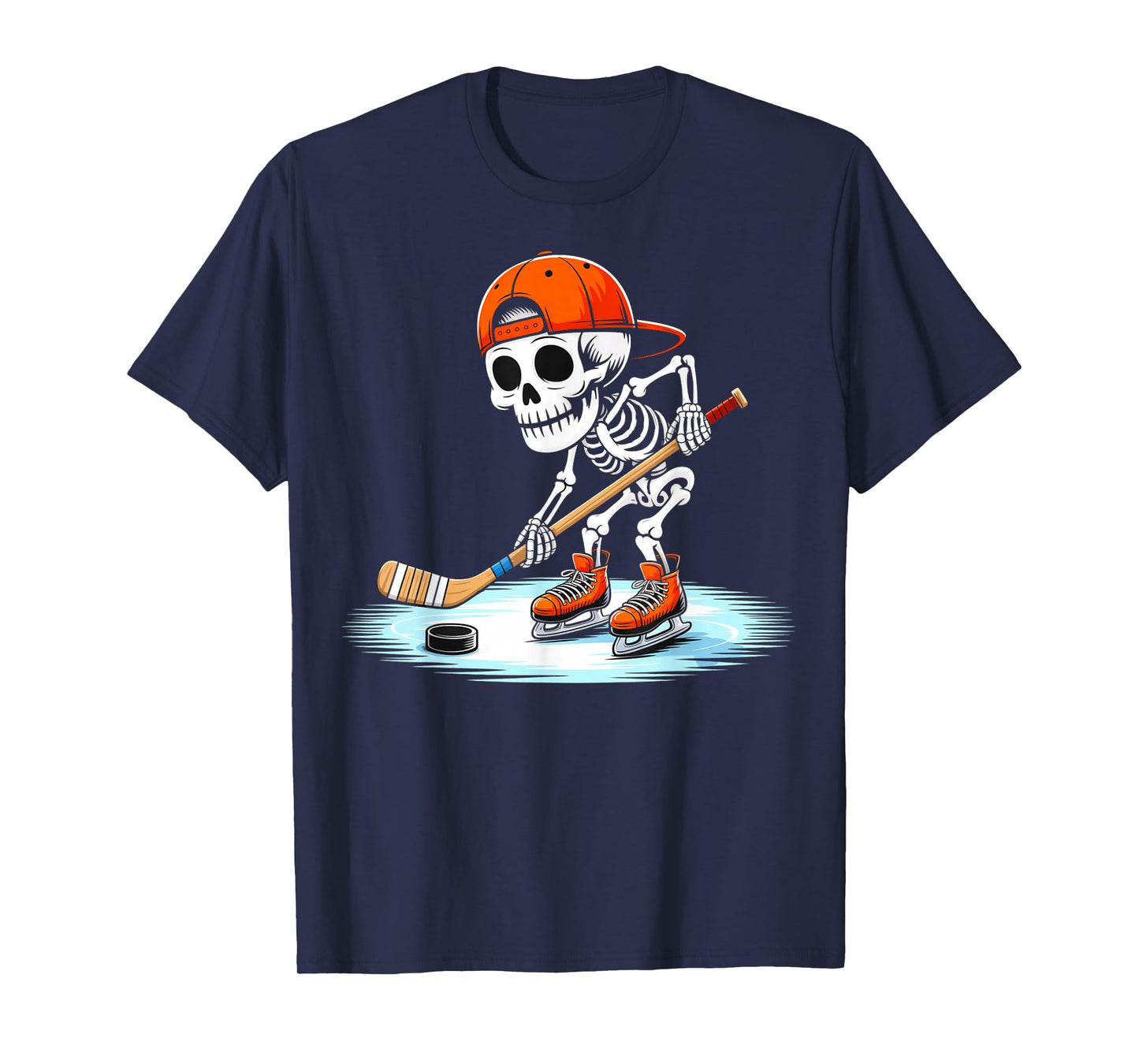 Skeleton Ice Hockey Halloween Costume Gift for Men Boys Kids T-Shirt