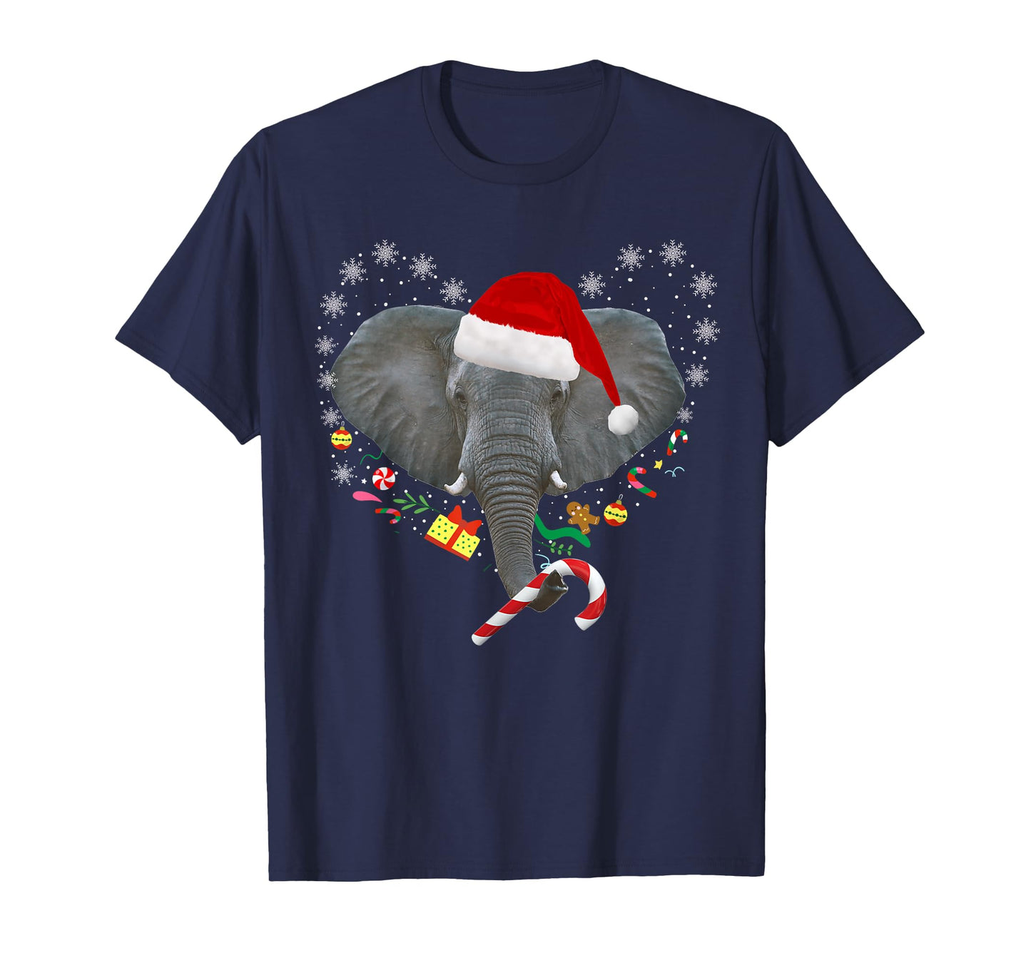Christmas Elephant Santa Hat Funny Elephant Lover Xmas Gift T-Shirt
