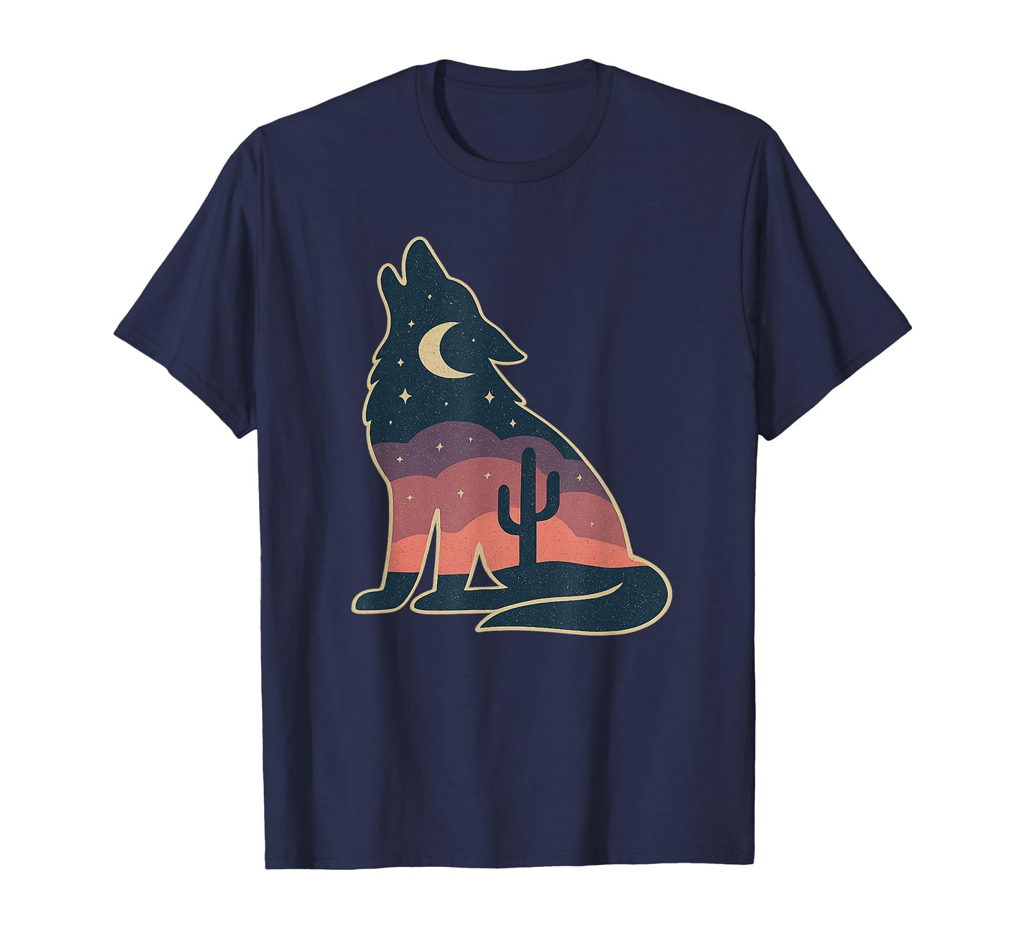Howling Wolf – Southwestern Desert Boho Moon & Cactus T-Shirt