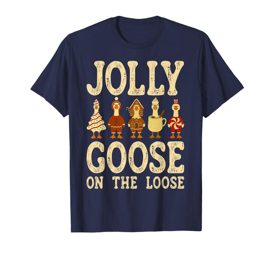 Jolly Goose On The Loose Christmas Candy Gingerbread Cookies T-Shirt