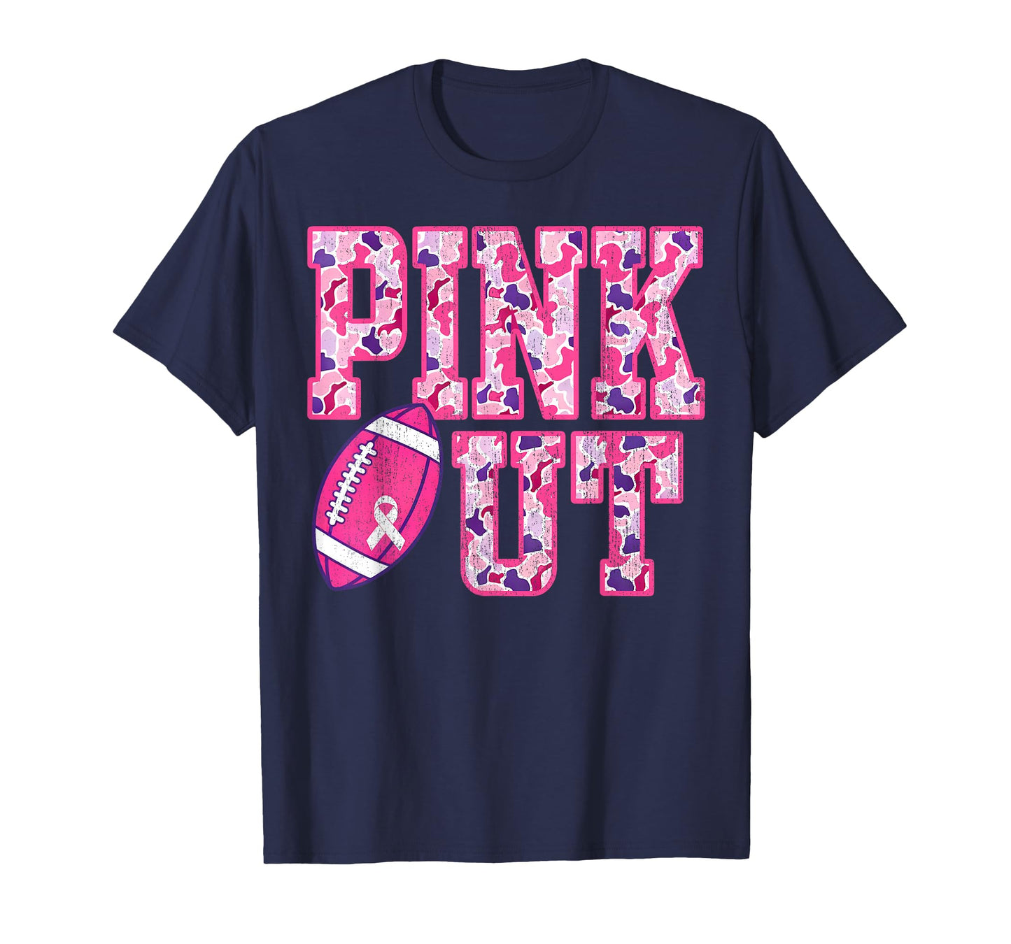 Pink Out American Football Camo Breast Cancer Awareness T-Shirt