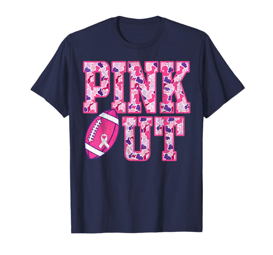 Pink Out American Football Camo Breast Cancer Awareness T-Shirt