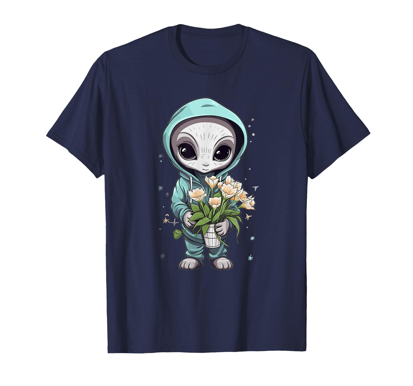 Cute Alien Girl With Flowers I Alien T-Shirt