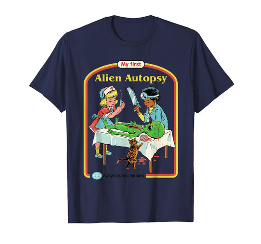 First Alien Autopsy Sarcastic Retro Funny Adult Humor T-Shirt