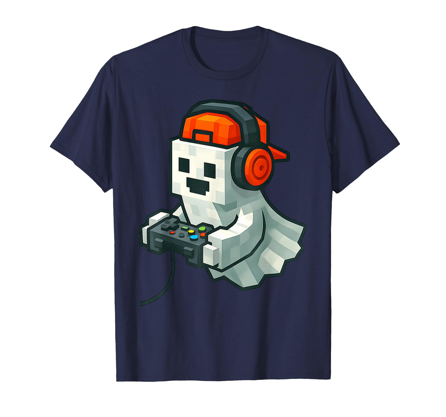 Halloween Ghost Gamer Funny Pixel Video Gaming Boys Men Kids T-Shirt