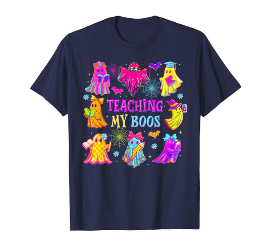 Cute Boo Ghost Groovy Teacher Teaching My Boos Halloween T-Shirt