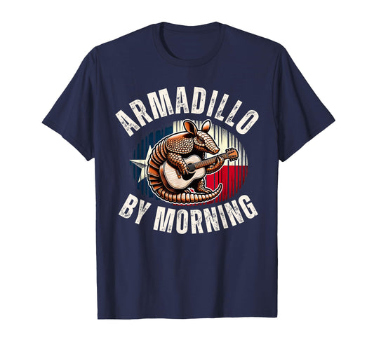 Armadillo By Morning Texas Flag Funny Armadillo Lovers Pun T-Shirt