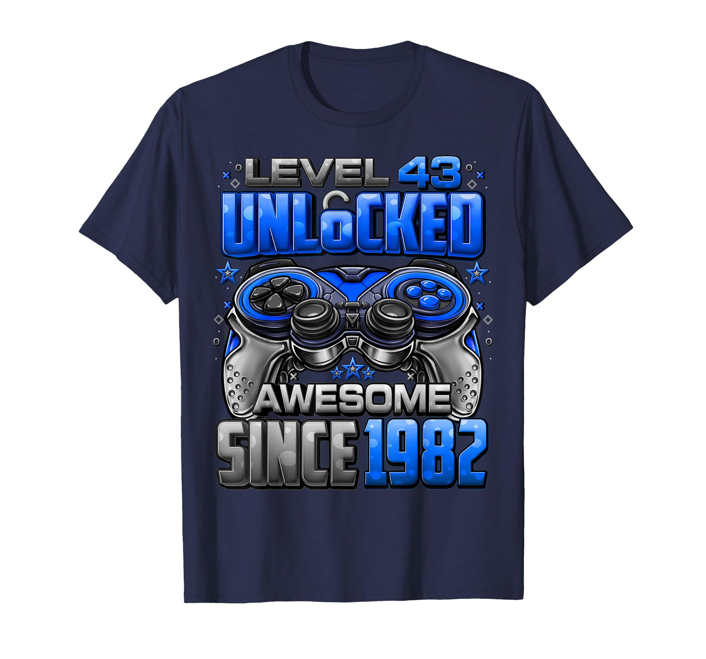 Level 43 Unlocked Awesome Since 1982 43rd Birthday Gaming T-Shirt