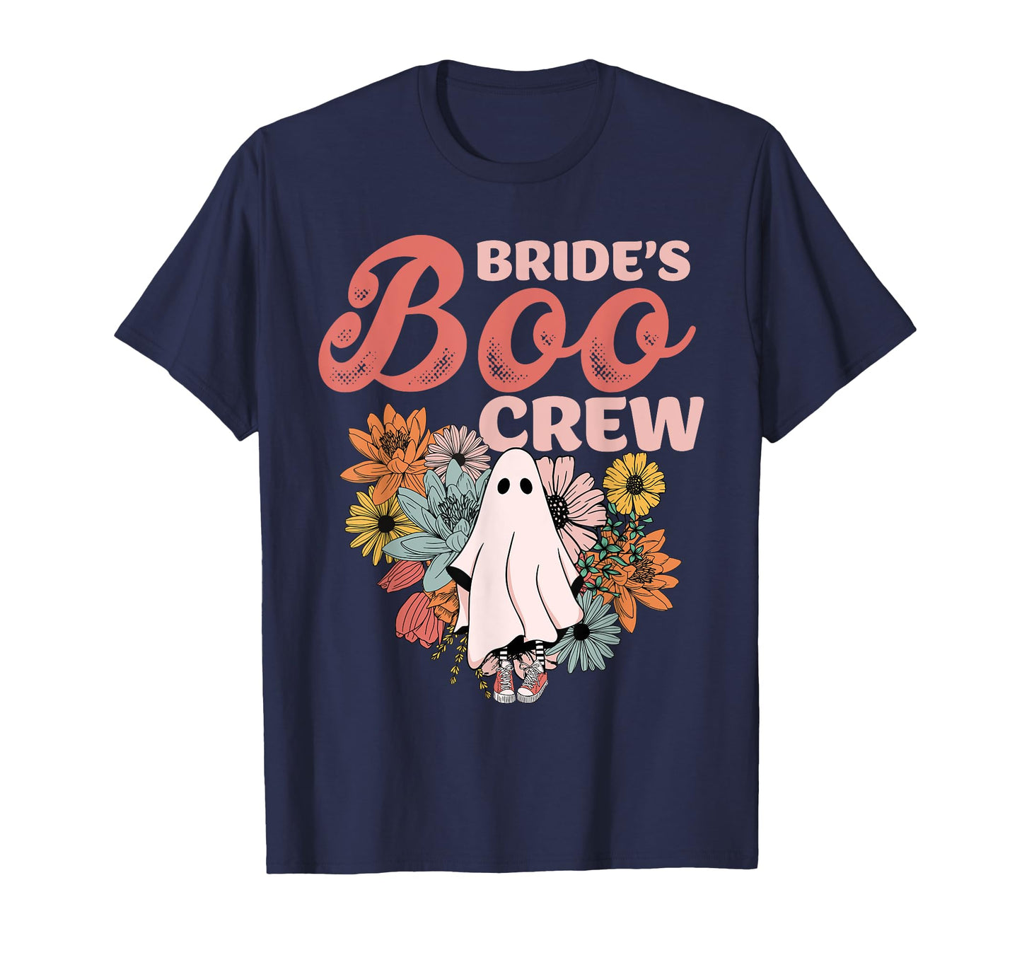 Bride's Boo Crew Floral Ghost Wedding Bachelorette Halloween T-Shirt