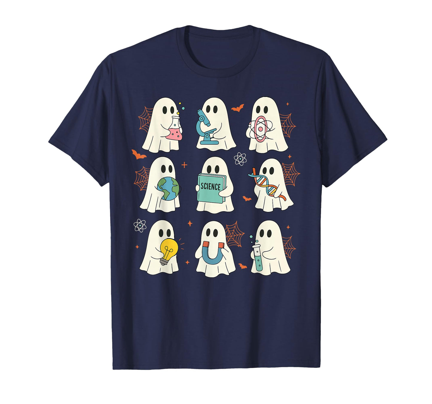 Halloween Science Teacher Student Ghost Laboratory Men Women T-Shirt