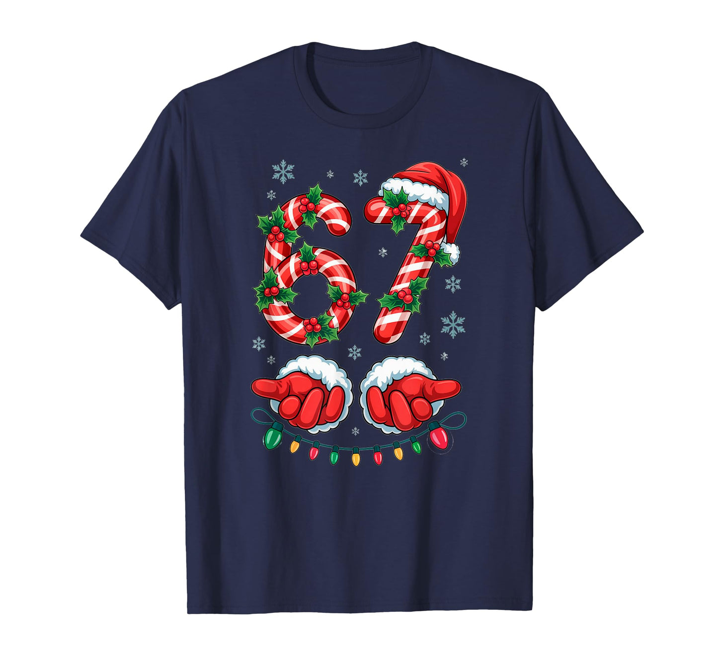 Santa Six Seven 67 Meme Christmas 67 Candy Cane Kids Boys T-Shirt