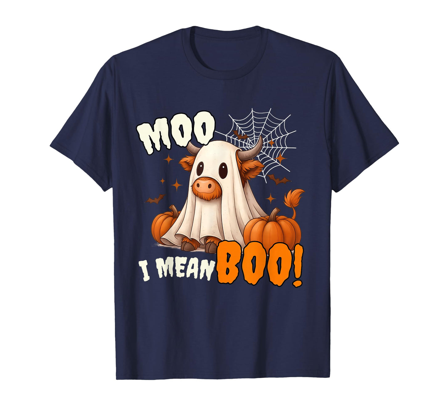 Moo I Mean Boo Funny Cow Ghost Halloween Costume Men Women T-Shirt