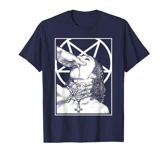 Gothic Choked Up Unholy Nun Satan Baphomet Spooky Halloween T-Shirt