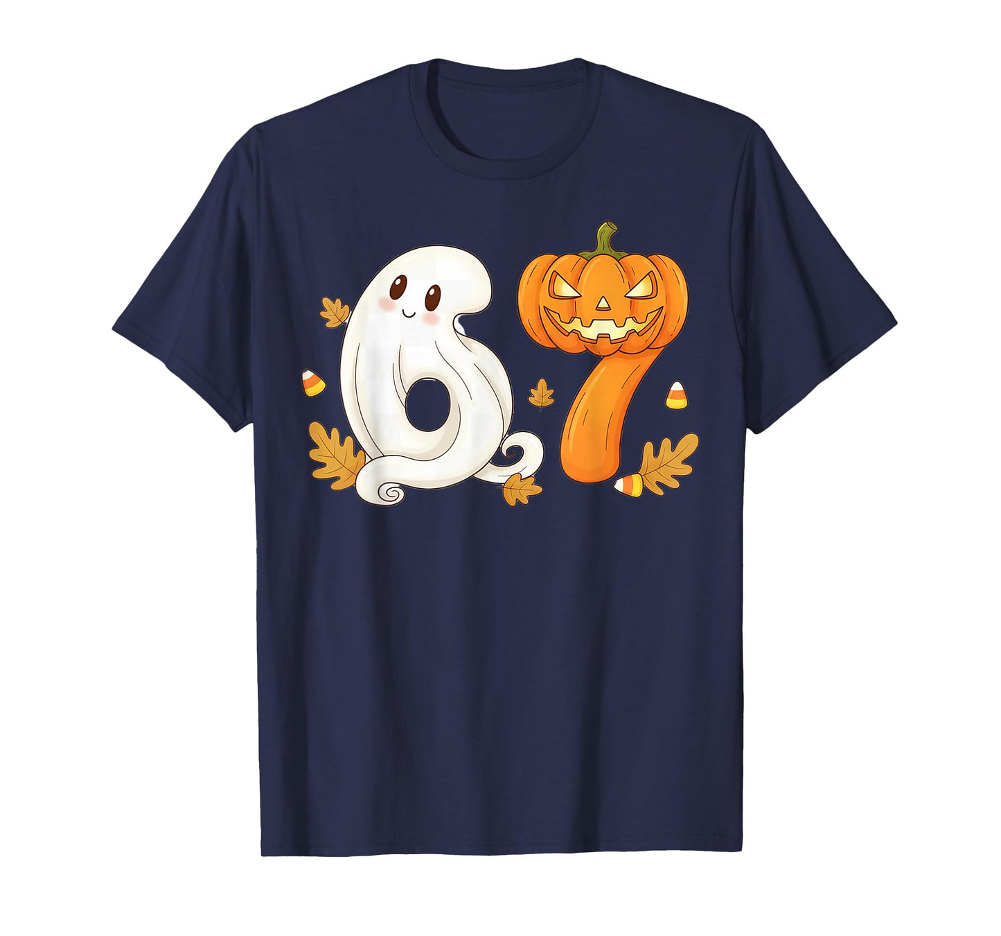 Ghost Scary Pumpkin Head 67 Six Seven Halloween Fun T-Shirt