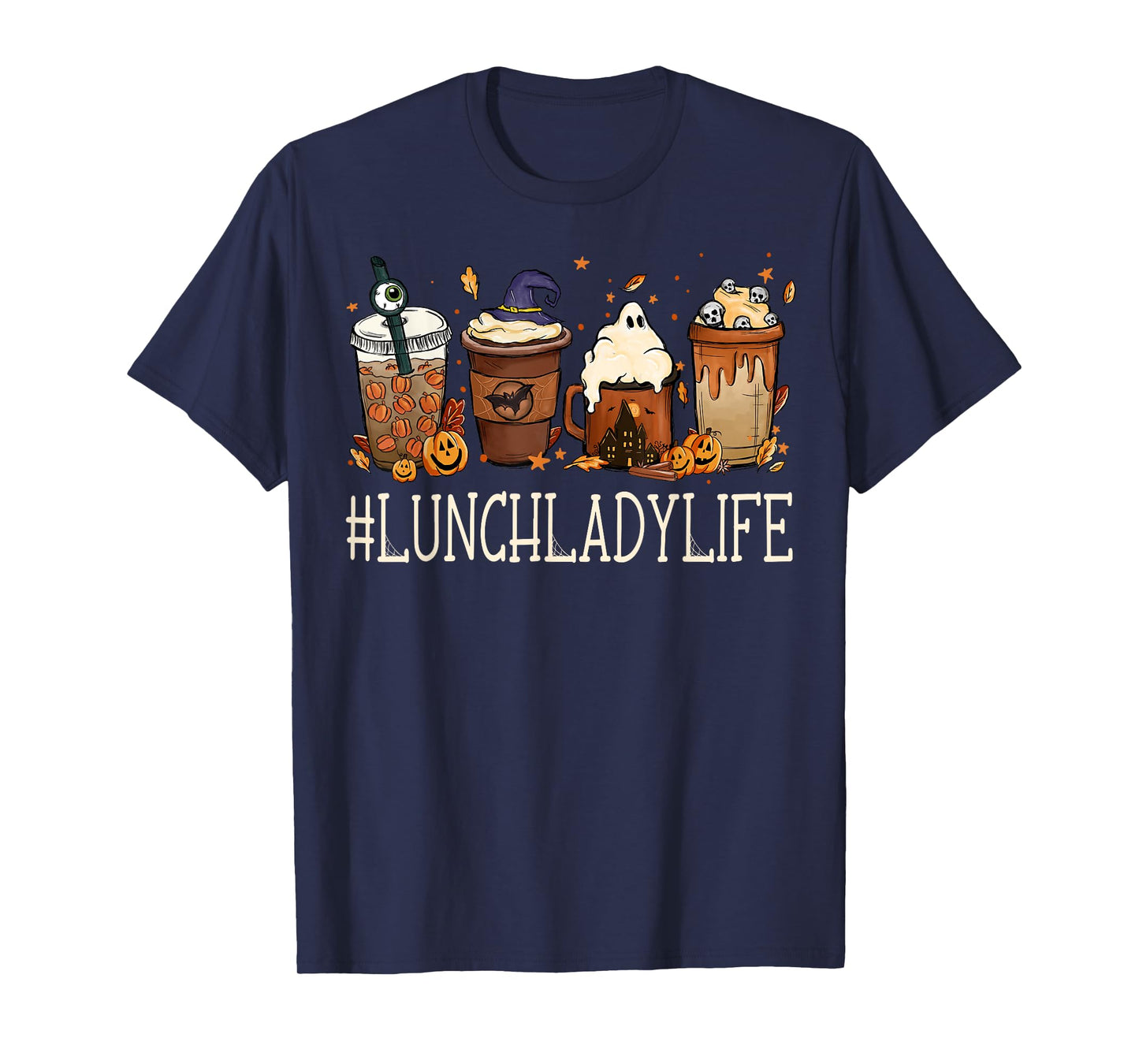 Lunch Lady Horror Coffee Spooky Halloween Pumpkin Autumn T-Shirt
