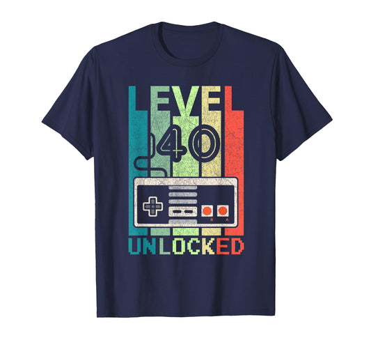 Level 40 Unlocked Video Gamer 40th Birthday Gifts T-Shirt
