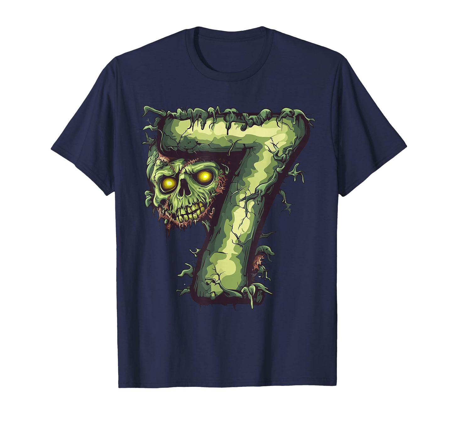 Fun 7th Birthday Zombie Halloween Themed 7 Years Old Kids T-Shirt