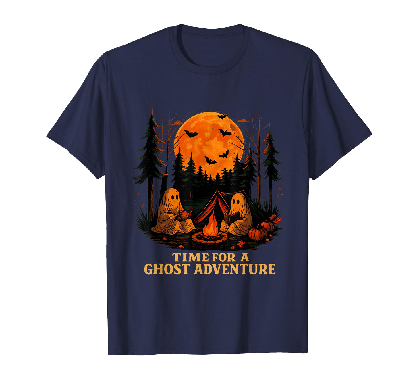 Ghost Adventure Camping Spooky Cute Halloween T-Shirt