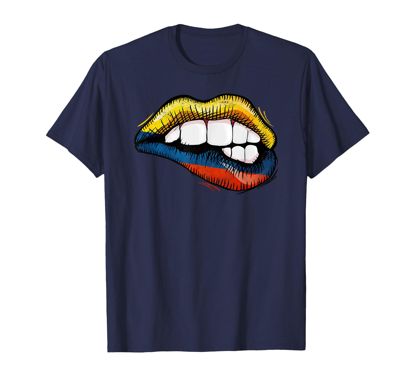 Sexy Biting Lips Colombia Flag Colombian Pride T-Shirt