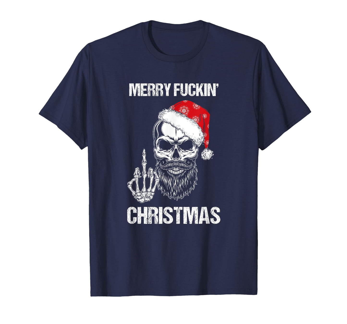 Funny Skull Santa Hat Merry Fuckin Christmas Pajama T-Shirt